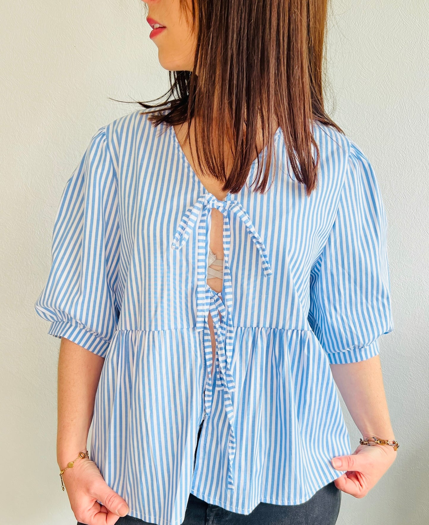 Blouse rayée Bleu ciel Ady