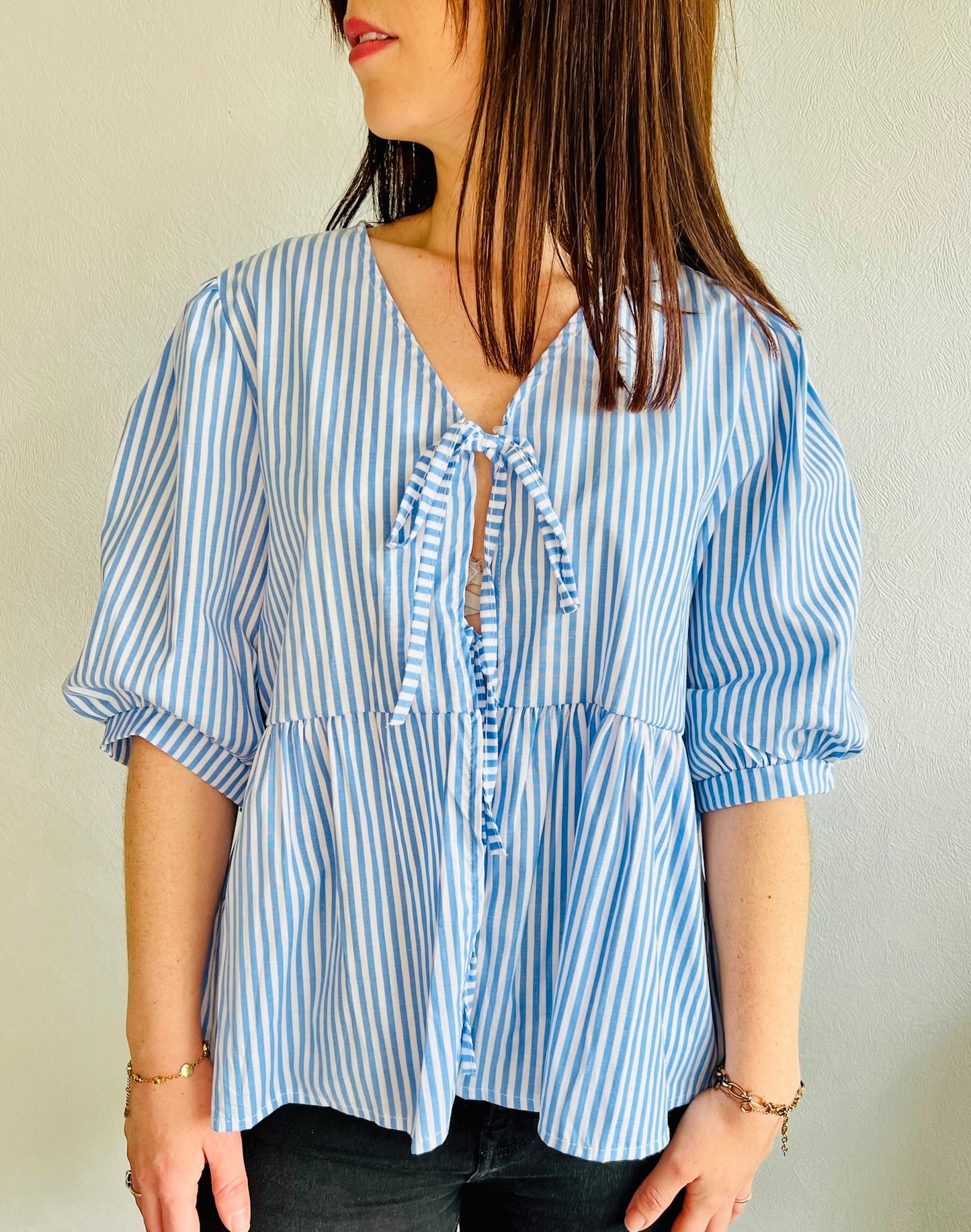 Blouse rayée Bleu ciel Ady