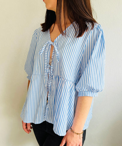 Blouse rayée Bleu ciel Ady