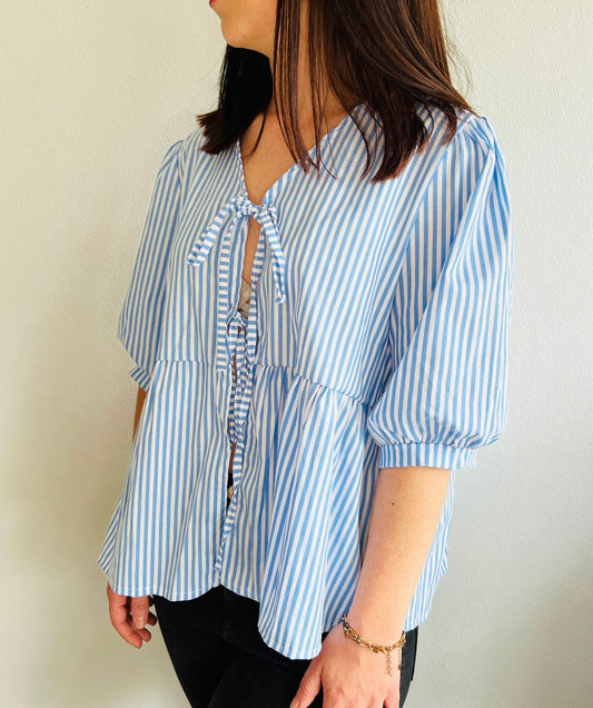 Blouse rayée Bleu ciel Ady